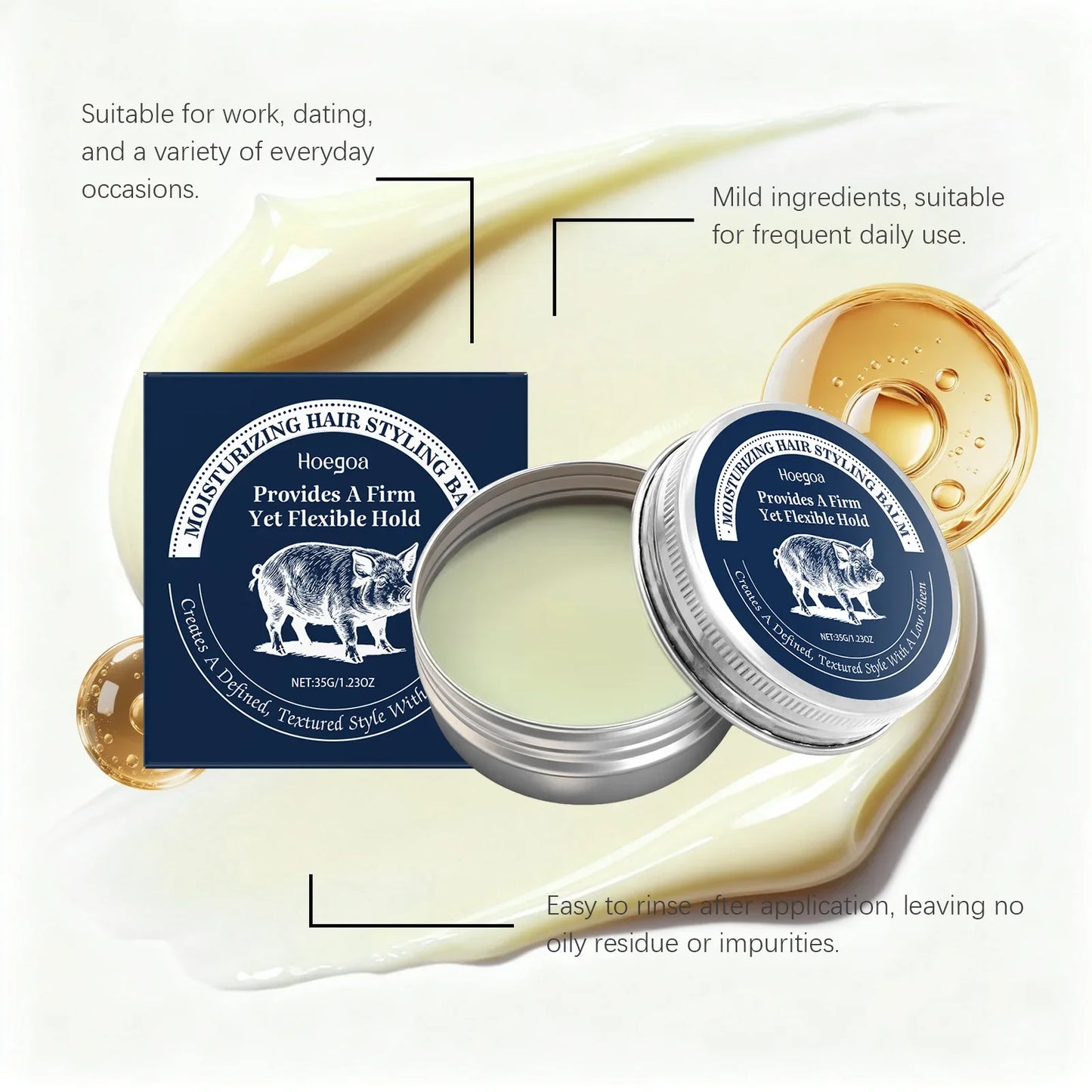 HOEGOA Hair Styling Balm – Matte Hold & Frizz Control 35g