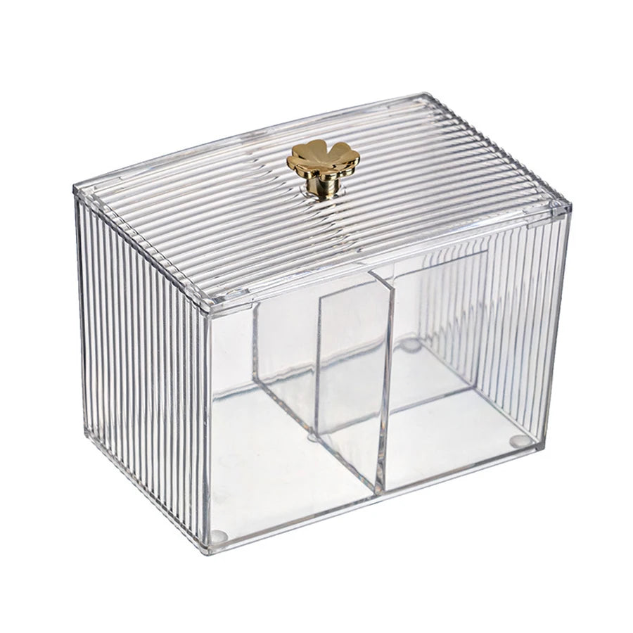3-Section Clear Apothecary Jar with Lid – Qtip, Cotton Ball & Swab Holder for Bathroom Vanity