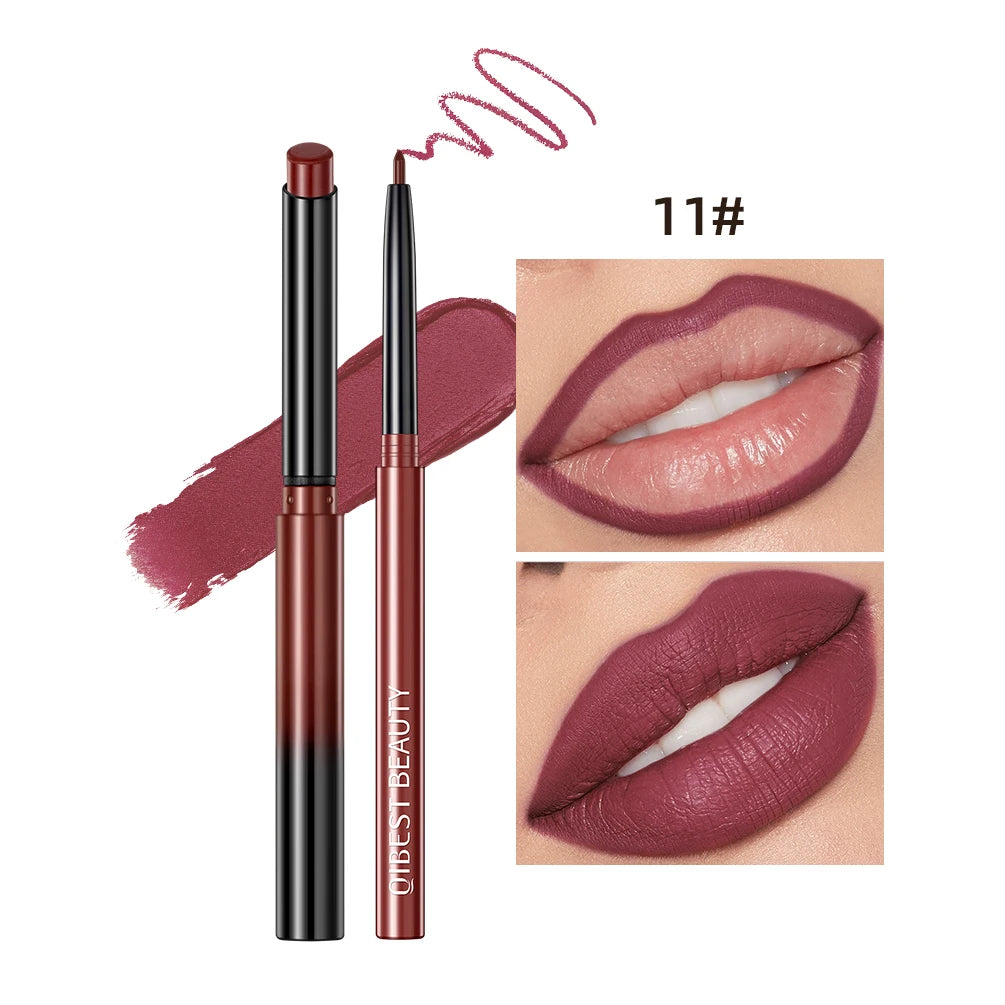 QIBEST Matte Lipliner Pencil Lipstick Sets Nude Pink Red Contour Tint Lipstick Waterproof Lasting Lip Liner Pen Lips Makeup Kits Peaceful Pleasures Health and Wellness 11
