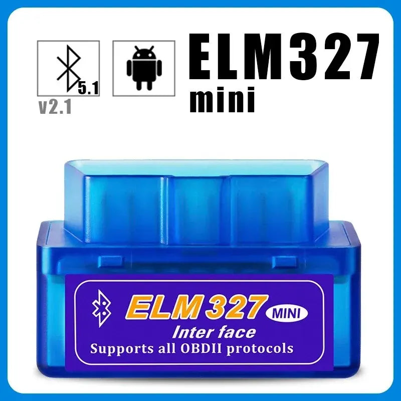 Mini Eml327 V2.1 OBD 2 Bluetooth Car Diagnostic-Tools For Android Scanner Code Support Smart Scan Tool ODB2 Scanner Tool Mini E Peaceful Pleasures Health and Wellness blue