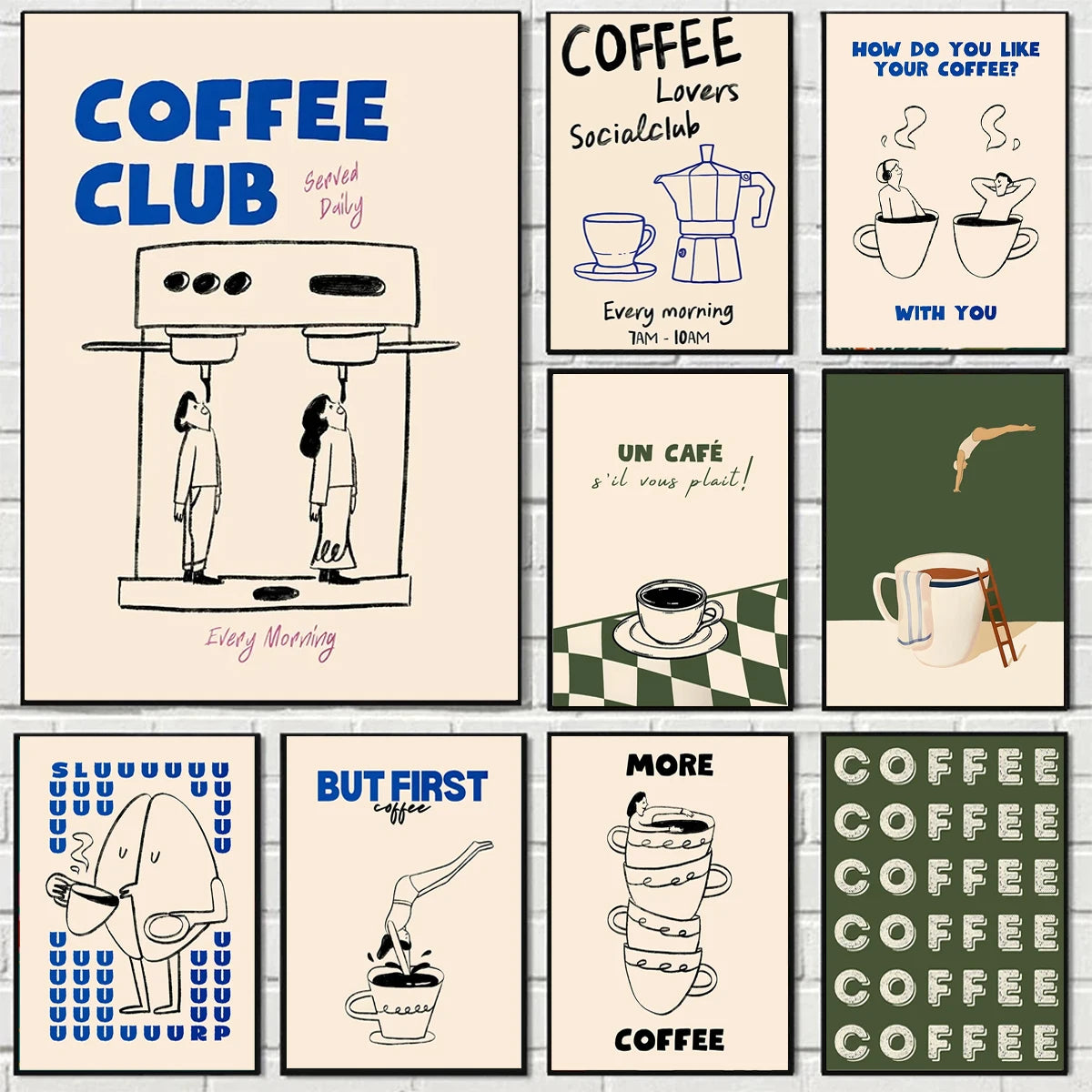 Funny Coffee Diver Canvas Wall Art | Kitchen Decor Print
