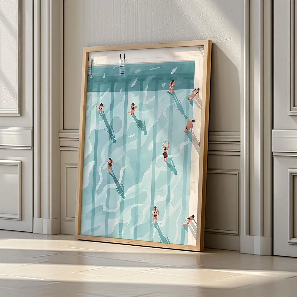 Summer Girl Swimming Pool Party Beach Ocean Boat Wall Art Print Poster Canvas Painting Picture Living Room & Home Decor Peaceful Pleasures Health and Wellness