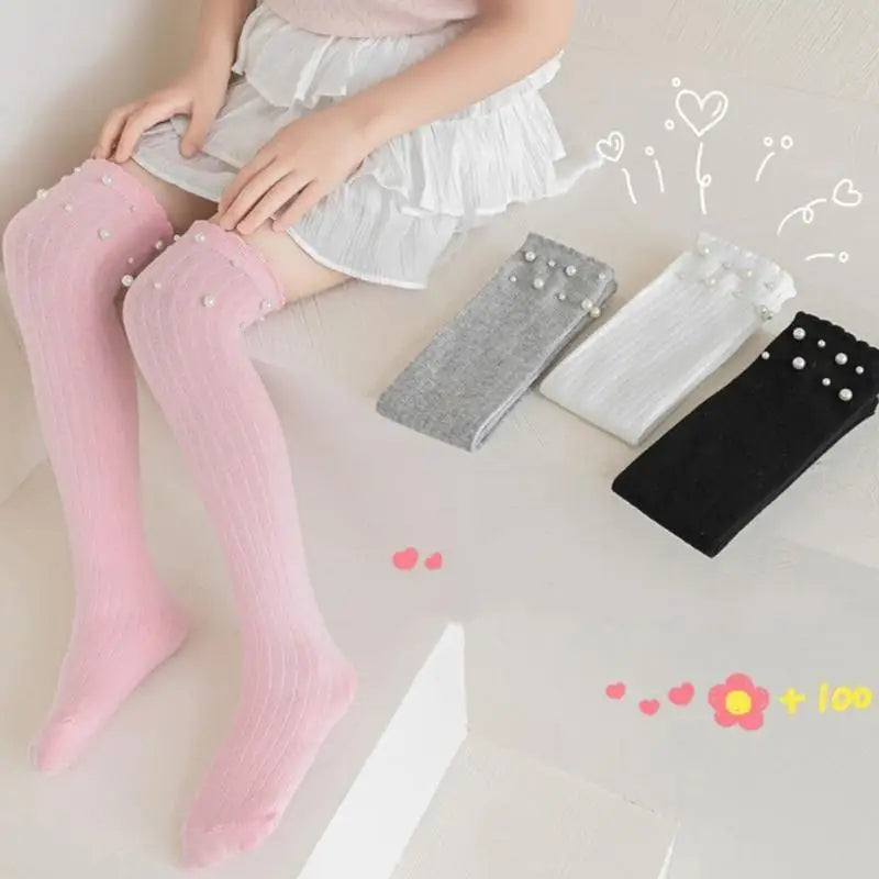 Girls Pearl Over-the-Knee Socks | Soft Breathable Stockings
