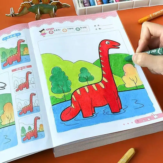 8 Books Coloring Book Adults Children Dinosaurs Young Relieve Stress Peaceful Pleasures Health and Wellness