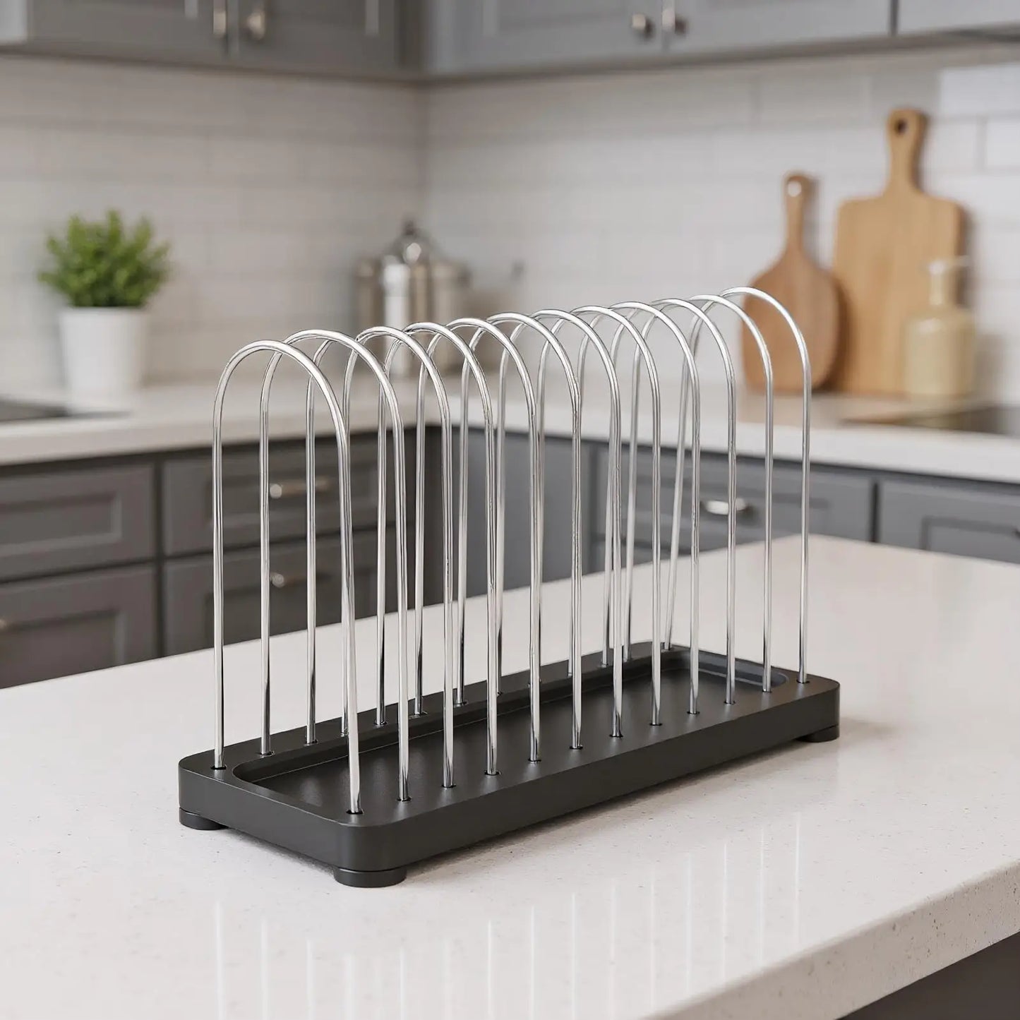 10-Slot Metal Record Holder & Desk Organizer | Modern Rack
