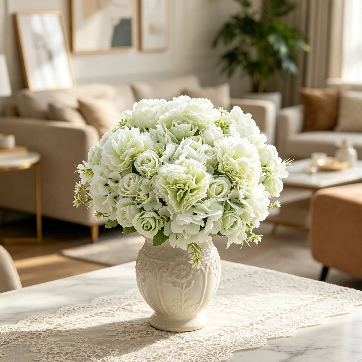 Silk Artificial Carnation Rose Bouquet | Wedding & Home Decor