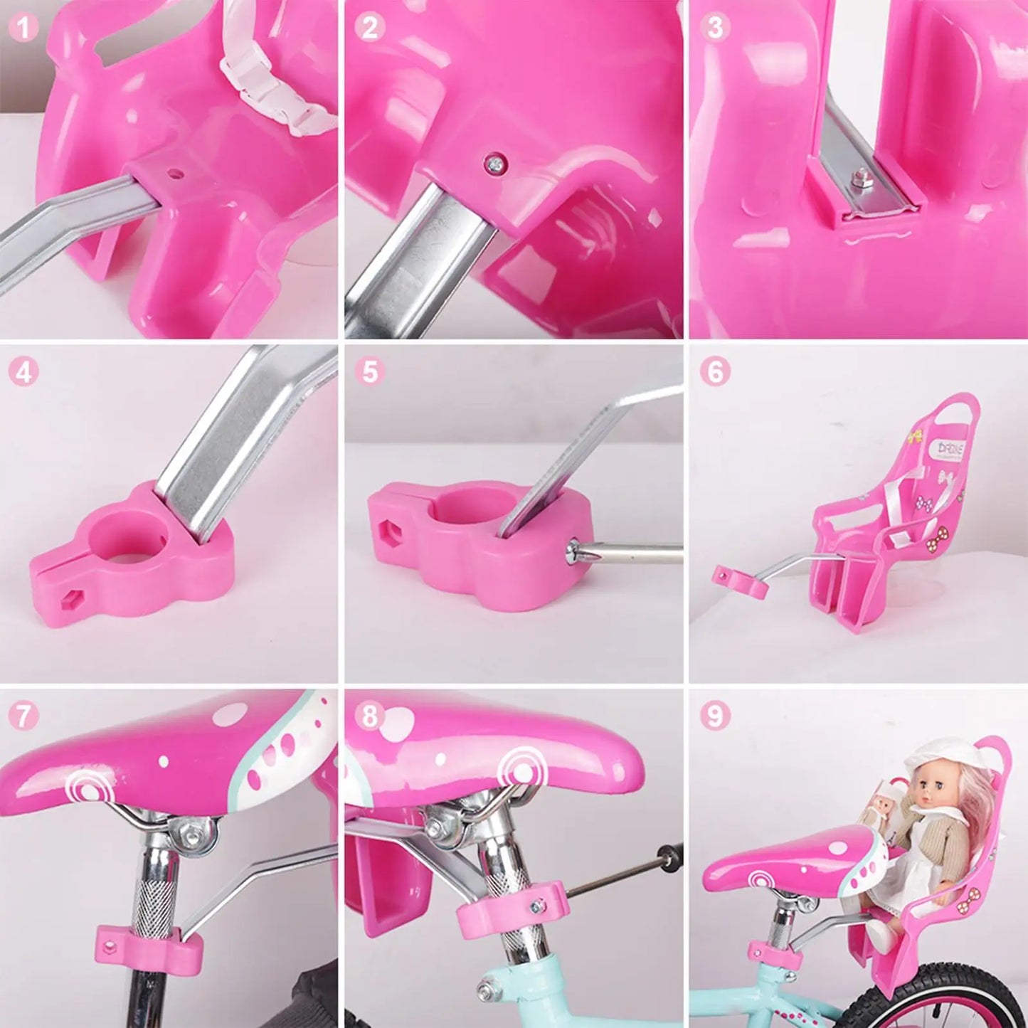 Kids Bike Doll Seat with Stickers – Universal Bicycle Accessory