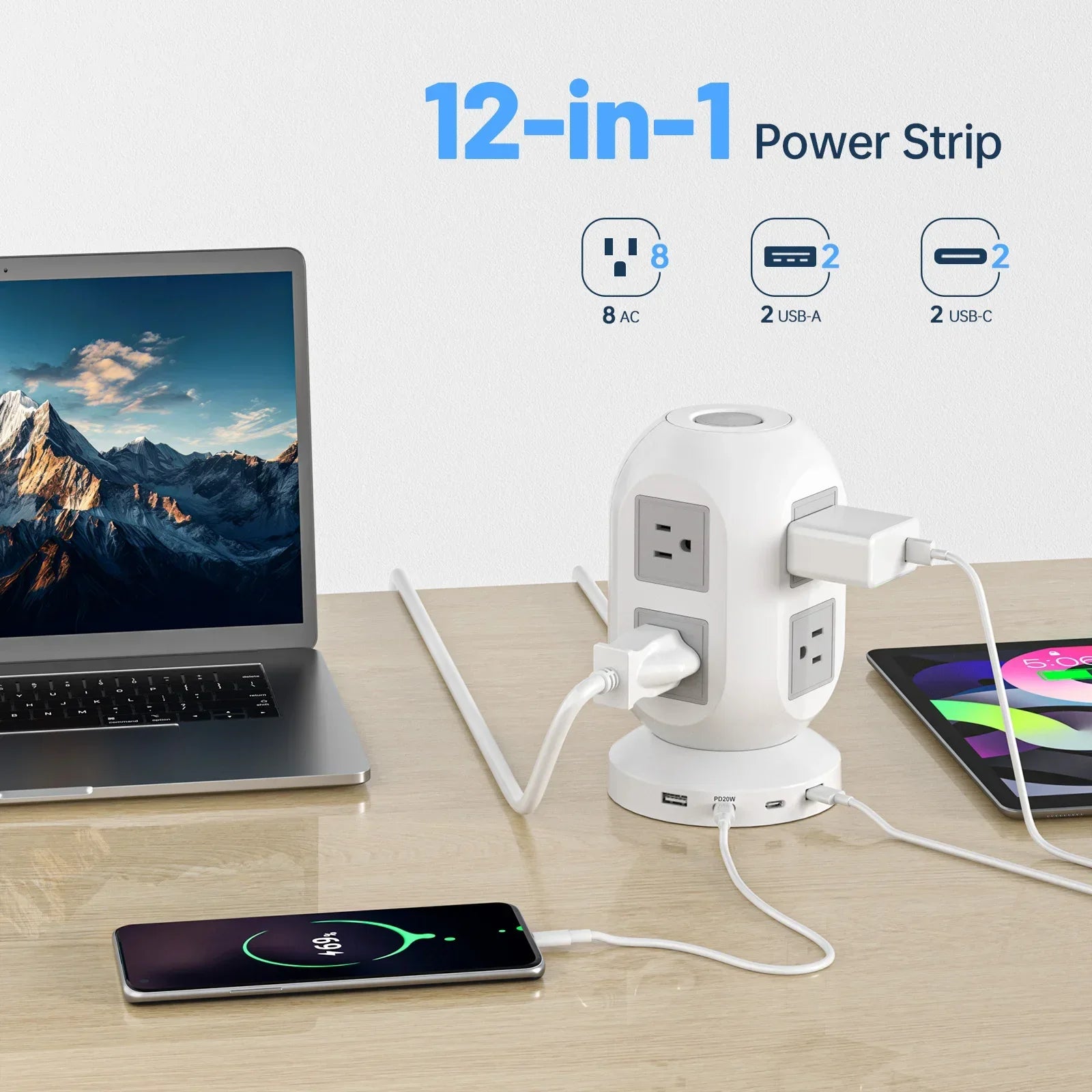 Lantern Tower Socket Extender 20W PD Fast Charging US Plug Peaceful Pleasures Health and Wellness