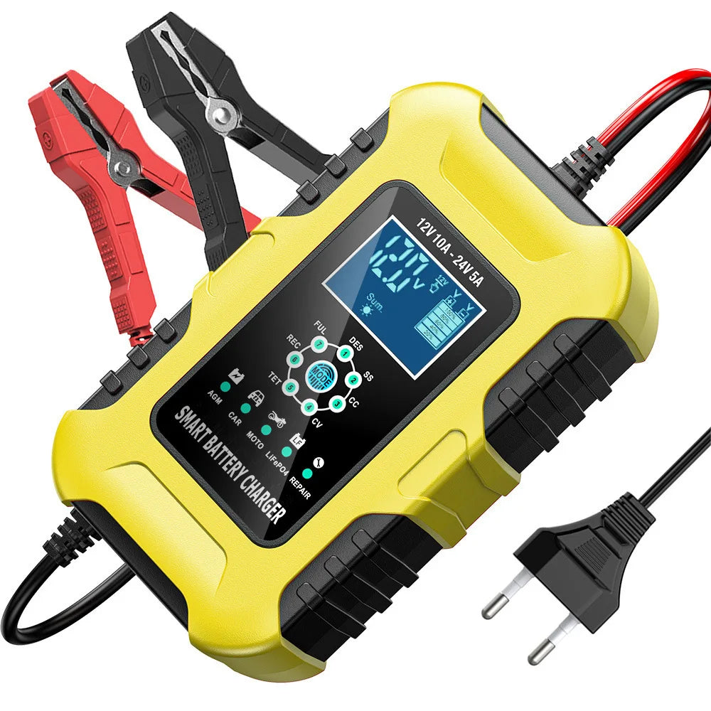12V/10A 24V/5A Car Battery Charger Full Automatic Smart AGM Wet Battery Maintainer Portable Trickle Charger Peaceful Pleasures Health and Wellness