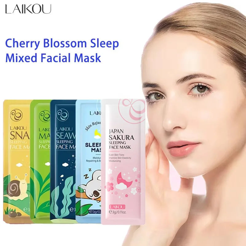 LAIKOU Sakura Sleeping Face Mask – Hydrating 5pcs Set