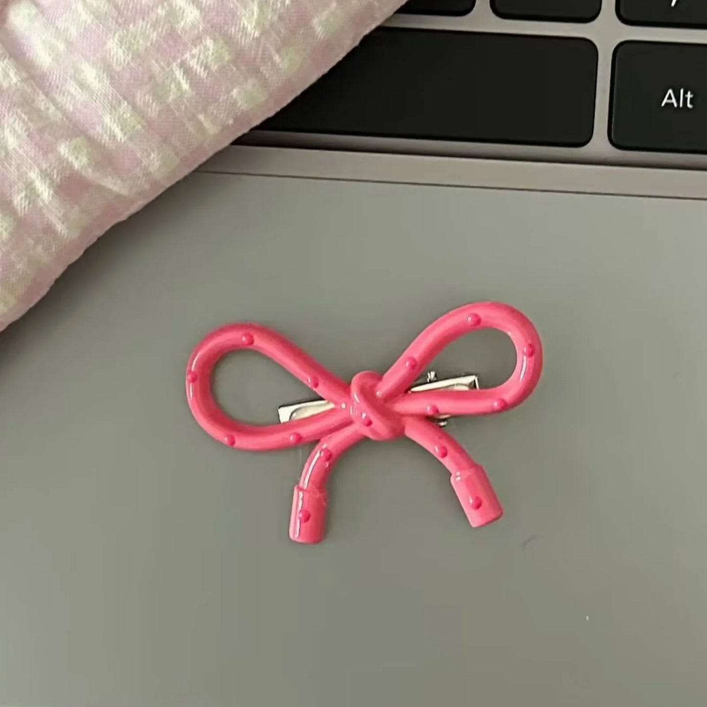 Children's Pink Bow Polka Dot Duckbill Clip Korean Style Bangs Clip Forehead Side Clip Headband Accessory Hair Clip Broken Hair Peaceful Pleasures Health and Wellness 2pc rose pink