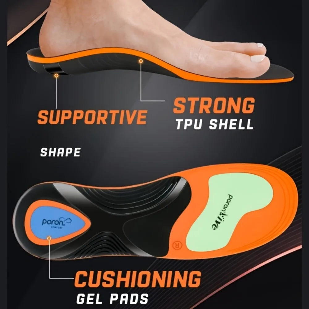 Unisex High Arch Support Sports Orthotic Insoles, PU Shock-Absorbing Shoe Inserts for Flat Feet Relieve Foot Pain & Fatigue Peaceful Pleasures Health and Wellness
