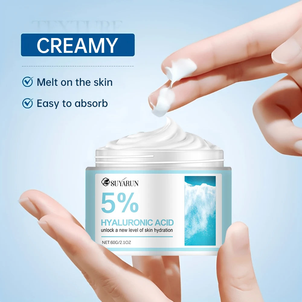 SUYARUN Hyaluronic Acid 5%, Face Cream, Dry Skin, Anti-Aging, Moisturizer, Deep Hydration, Anti-Wrinkle, Firming, Women & Men. Peaceful Pleasures Health and Wellness