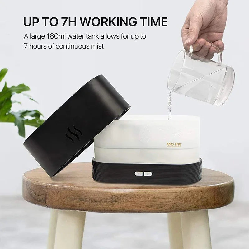 Creative Simulation Flame Aromatherapy Machine Humidifier Diffuser Fragrance Machine Home 5v Office Desktop 3D Flame Humidifier Peaceful Pleasures Health and Wellness
