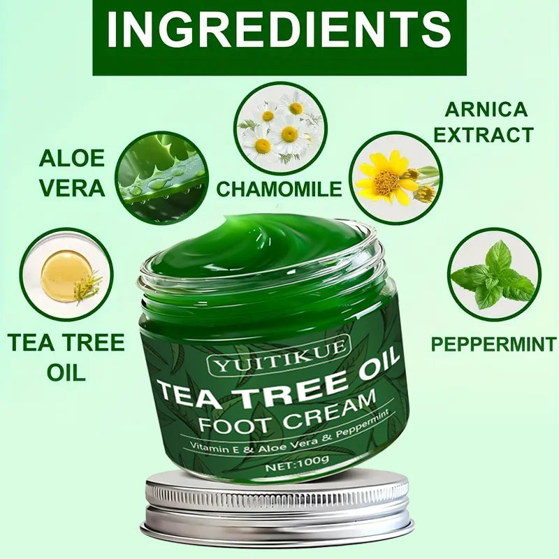 YUITIKUE Plant Formula Foot Cream 100g with Tea Tree Oil - Deep Moisturizing for Feet & Skin, Multi-Use, Twice Daily Care Peaceful Pleasures Health and Wellness