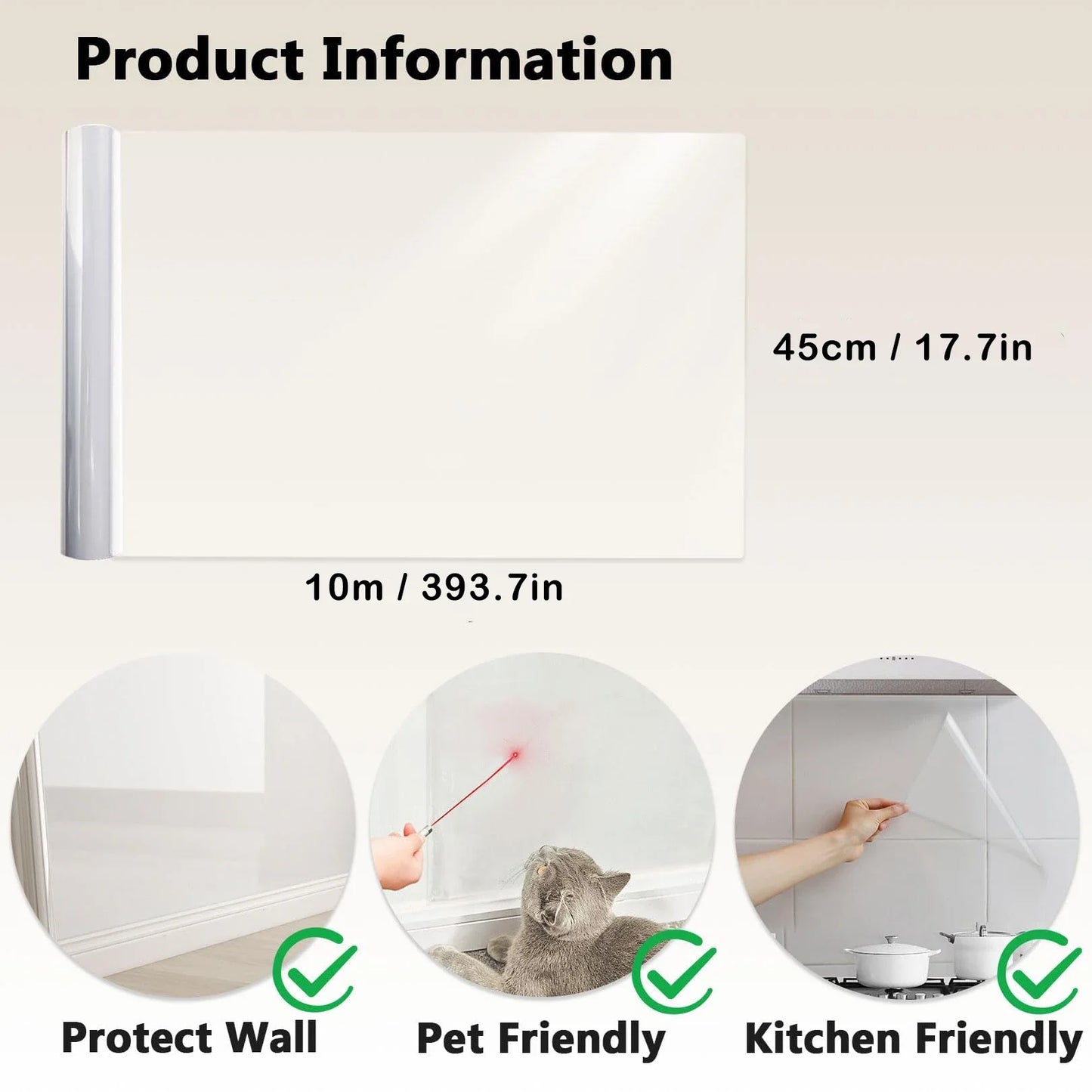 45-90cm Transparent Wall Protective Film Stickers Kitchen Oil-Proof Sticker Electrostatic Protection Paper Waterproof Wallpaper Peaceful Pleasures Health and Wellness 45cm x 10m
