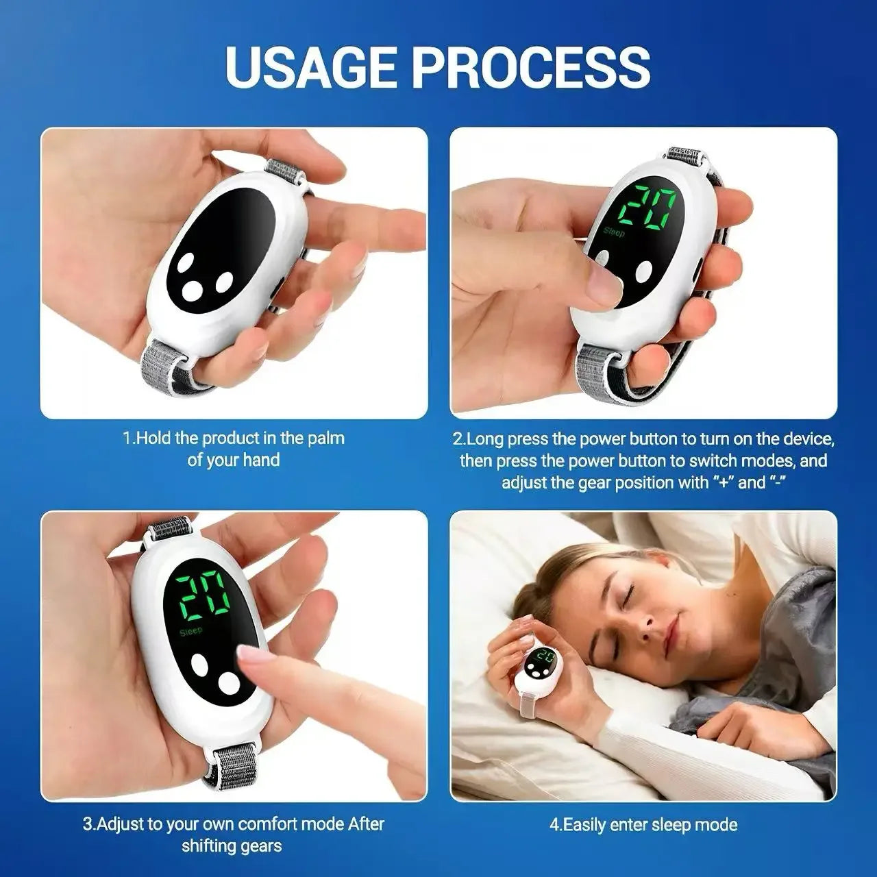 Handheld Sleep Aid Device Microcurrent Calming Sleep Helper Relieve Insomnia Anxiety Fast Deep Sleep Adjustable Instrument Peaceful Pleasures Health and Wellness