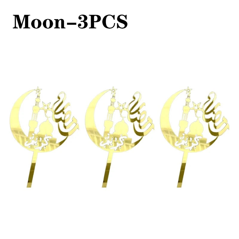 Eid Mubarak Golden Acrylic Cake Topper – Castle Moon Design
