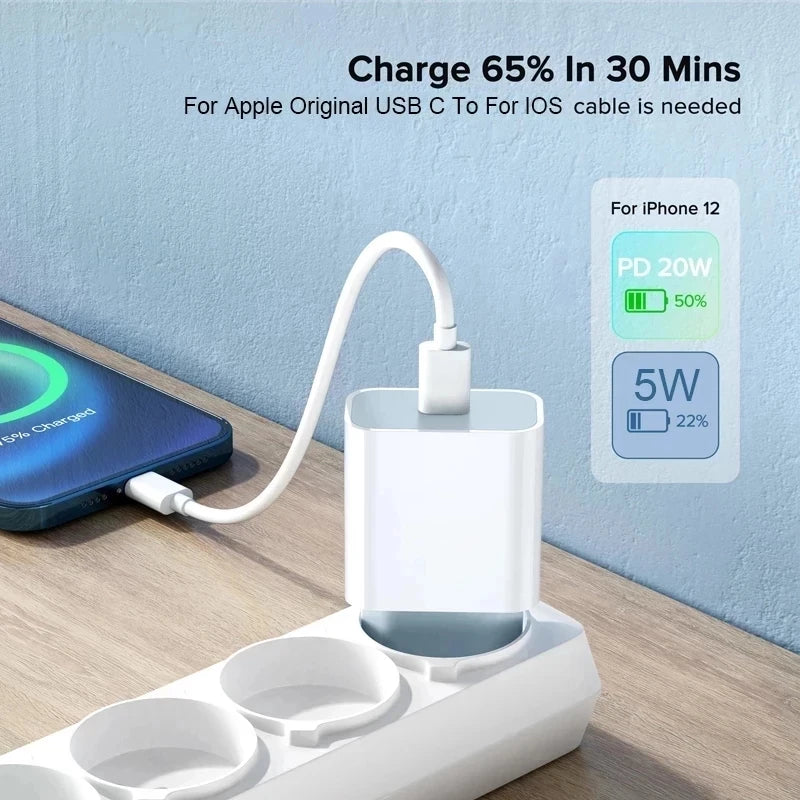 PD 20W Fast Charging EU Charger Plug with 1M/3FT Cable for iPhone iPad Peaceful Pleasures Health and Wellness