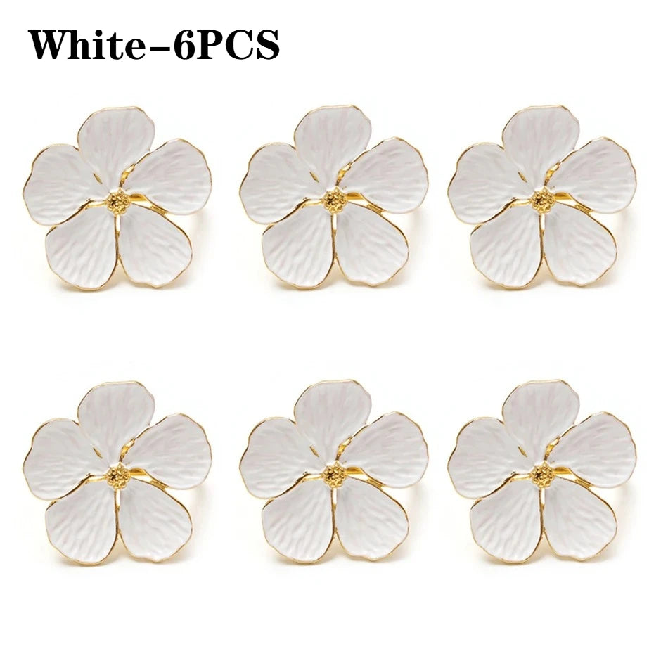 White Plumeria Floral Napkin Rings | Elegant Table Decor