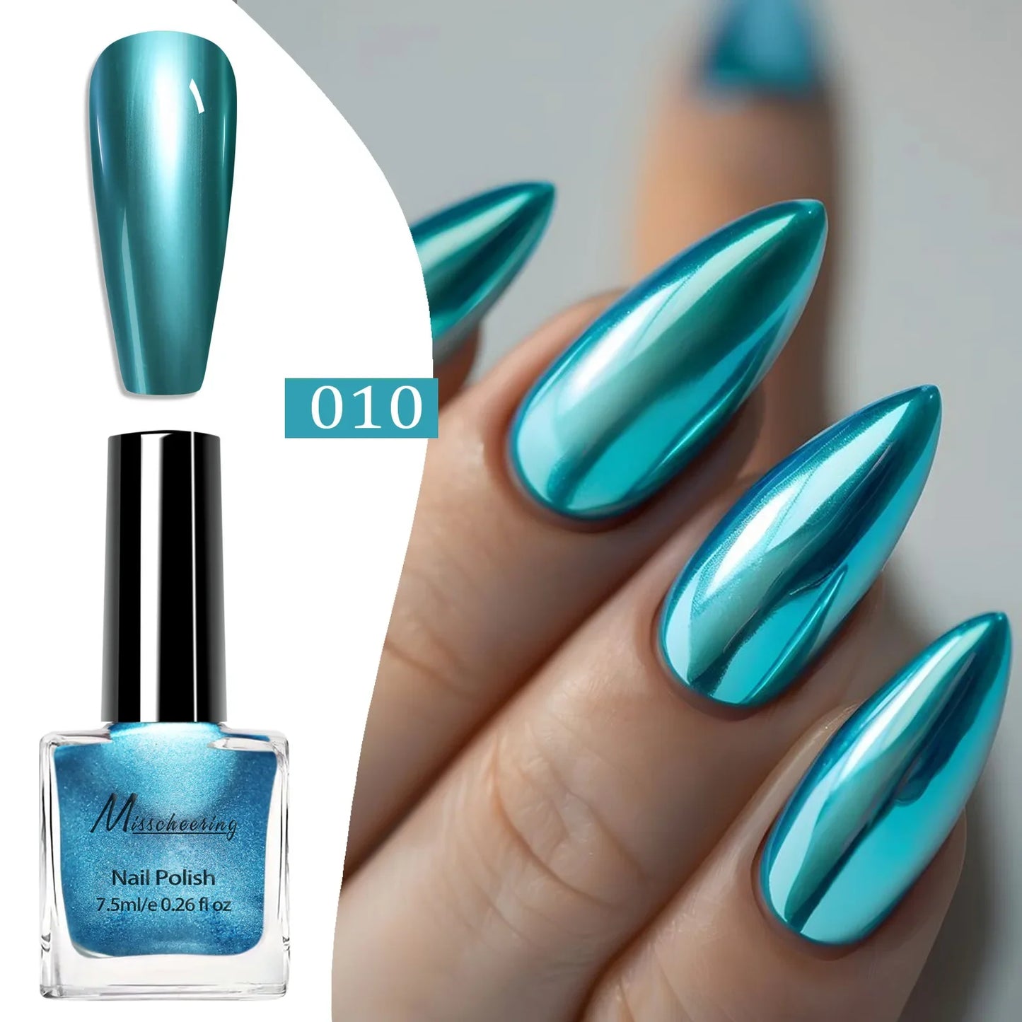 Chrome Mirror Nail Polish – 12 Metallic Shades, No UV Lamp