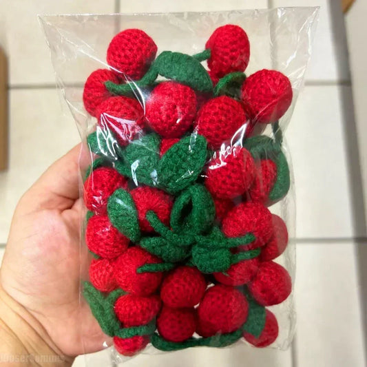 Knitted Wool Cherry Pendants DIY Craft Ornaments 10pcs DIY Craft Ornaments Peaceful Pleasures Health and Wellness