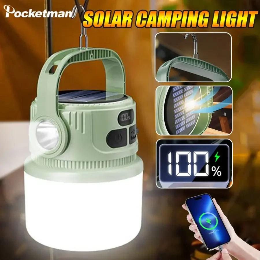 POCKETMAN Solar LED Camping Lantern – Waterproof & Rechargeable