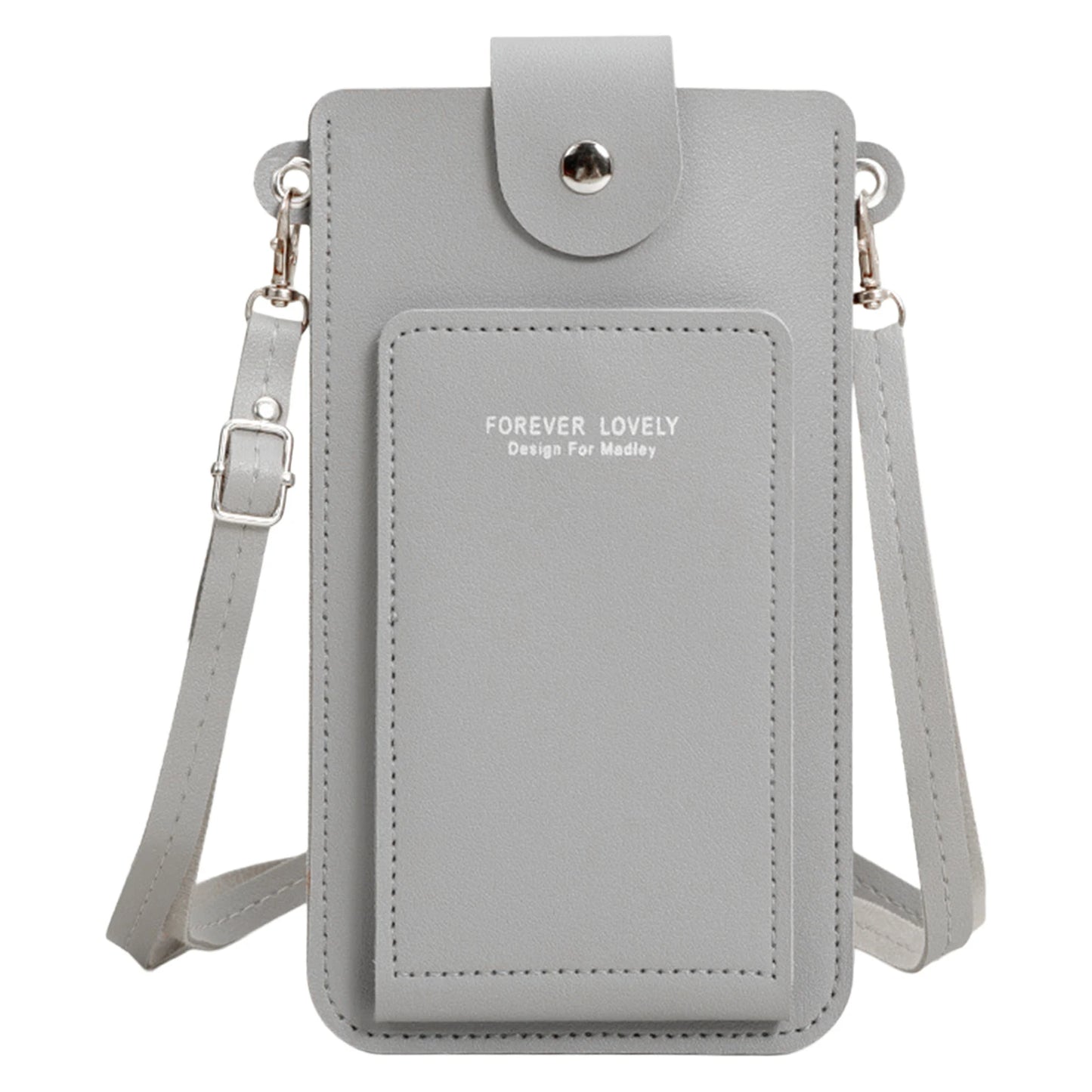 Small Crossbody Cell Phone Purse Zippered PU Cross Body Bag with 2 ID Card Windows for Mobile Phone Credit Cards Changes Peaceful Pleasures Health and Wellness GRAY