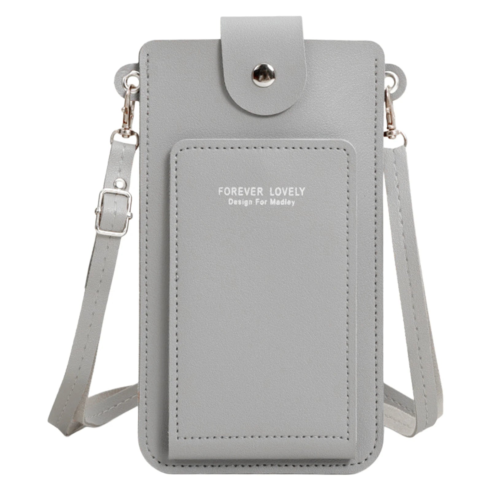 Small Crossbody Cell Phone Purse Zippered PU Cross Body Bag with 2 ID Card Windows for Mobile Phone Credit Cards Changes Peaceful Pleasures Health and Wellness GRAY