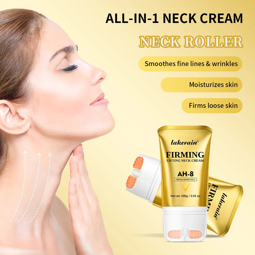 AH-8 Firming Lifting Neck Cream Deep Moisturizing Firms Neck Loose Skin Roller Design Smooth Fine Lines Wrinkles Neck Cream Peaceful Pleasures Health and Wellness