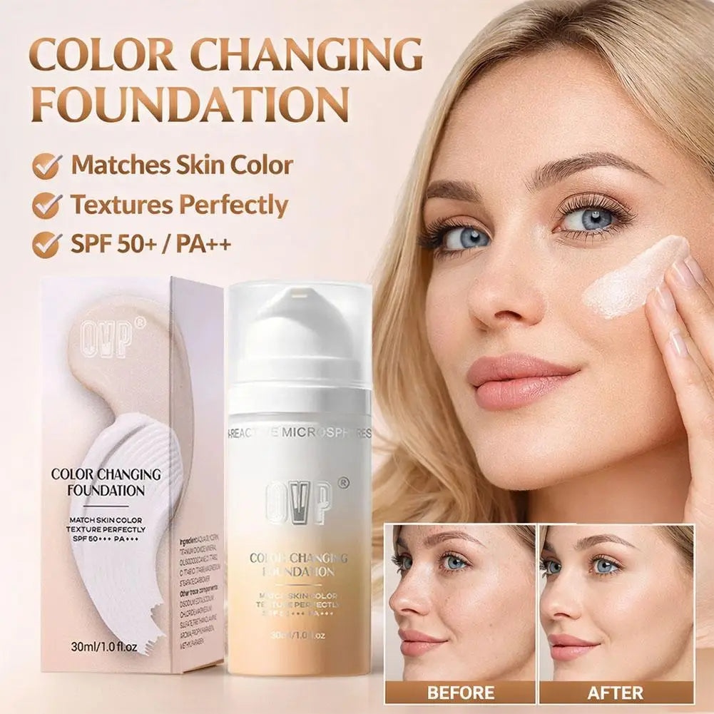 Color-Changing Sunscreen Foundation, Skin Tone Matching, All-Day Long-Lasting Wear, Perfect Base Foundation Makeup Peaceful Pleasures Health and Wellness