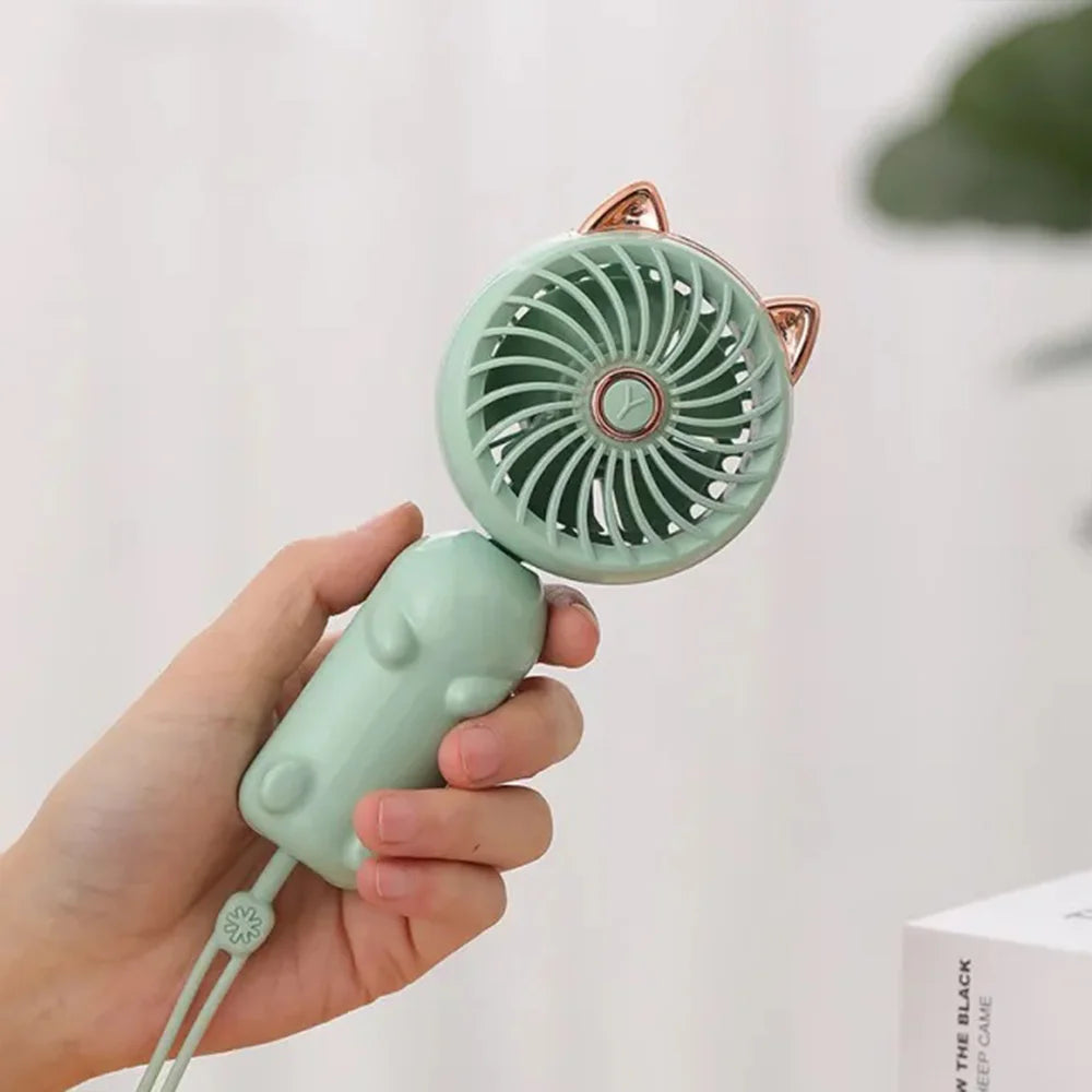 Portable Mini Handheld Folding Summer Fan USB Rechargeable 3 Speeds Cool for Outdoor Dorm Travel Desk Great Gift for Friends Peaceful Pleasures Health and Wellness Green
