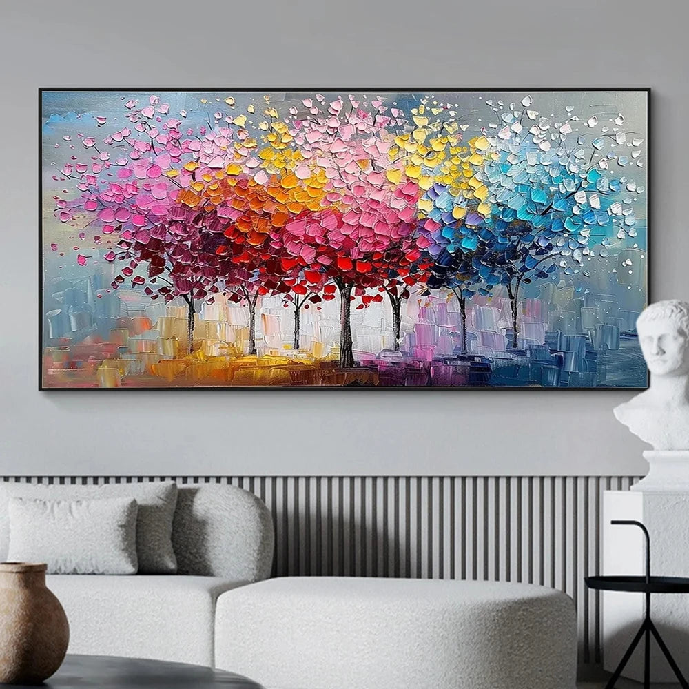 No Framed Colored Tree Wall Art Decor, Happiness Tree Canvas Painting, Abstract Tree Landscape Artwork Print Picture, Decorative Peaceful Pleasures Health and Wellness W 251024 tree 20x40cm