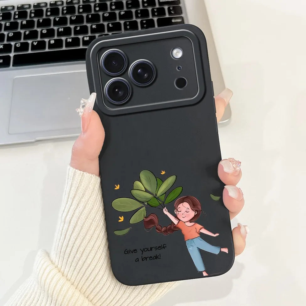 iPhone 17 Pro Silicone Case | Cute Kawaii Floral Painted Cover