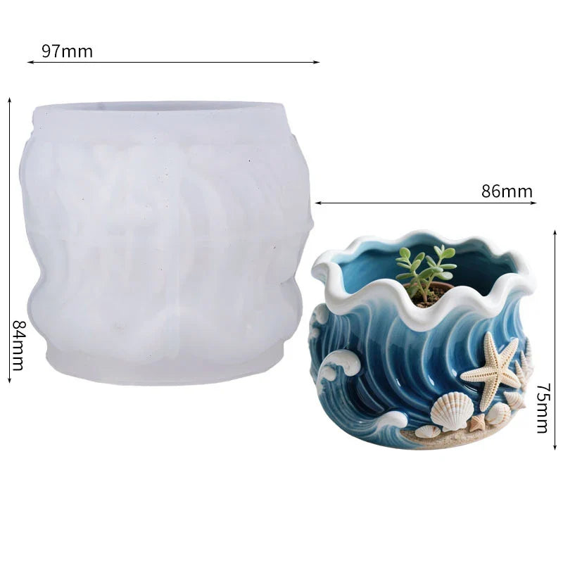 Ocean Wave Silicone Mold – Candle, Resin & Plaster Cup DIY