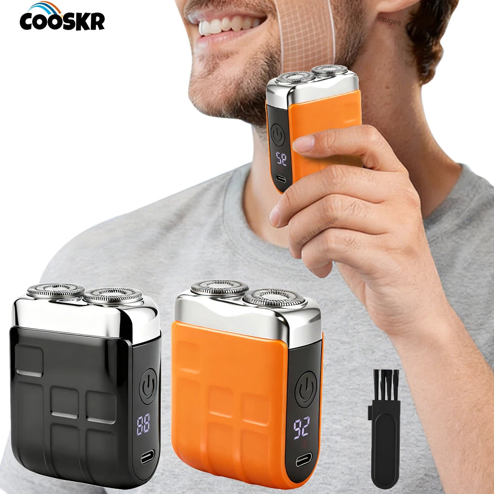 Mini Electric Shaver for Men Wet/Dry Facial Beard Trimmer Rechargeable Portable Mini Beard Shaver Dual-Head Blade Electric Razor Peaceful Pleasures Health and Wellness