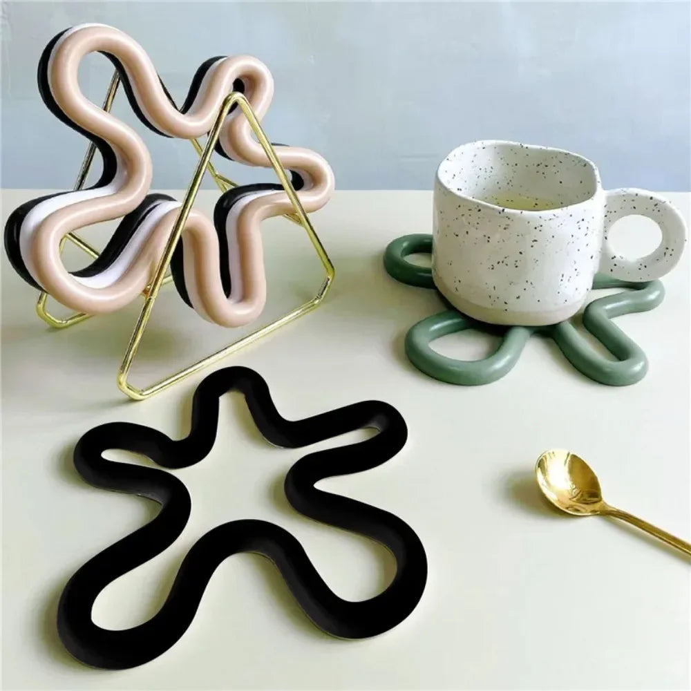 Geometrical Heat Resistant Silicone Mat Drink Cup Coasters Non-slip Pot Holder Table Placemat Kitchen Accessories Coasters Pads Peaceful Pleasures Health and Wellness