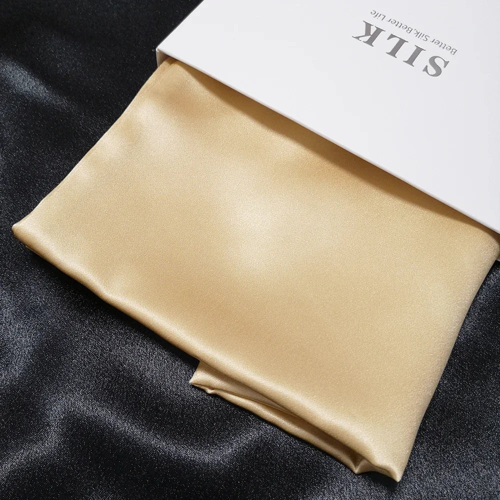 22 Momme 100% Mulberry Silk Pillowcase - Double Sided Solid Pure Silk Pillow Cover with Hidden Zipper - Grade 6A Luxury Bedding Peaceful Pleasures Health and Wellness gold 40x60CM