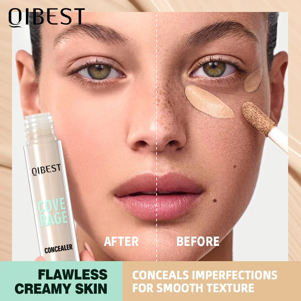 QIBEST Liquid Foundation Cream For Face High Coverage Makeup Base Waterproof Moisturizing Concealer Professional Cosmetics Peaceful Pleasures Health and Wellness