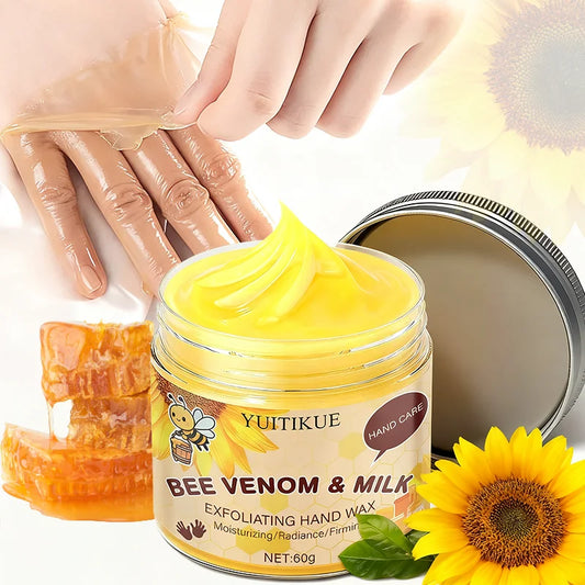 Bee Venom Exfoliating Hand Wax Mask 60g – Moisturize & Firm Exfoliating Hand Mask Peaceful Pleasures Health and Wellness Default Title