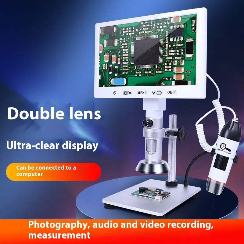Dual Lens Ultra Clear Video Microscope, Digital Measurement and Maintenance, Industrial High-Definition Electronics Peaceful Pleasures Health and Wellness