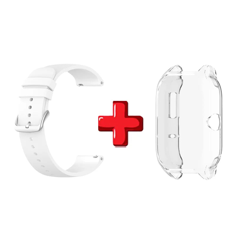 Amazfit GTS4 Silicone Band & TPU Case 2-in-1 Sport Strap Set Peaceful Pleasures Health and Wellness White