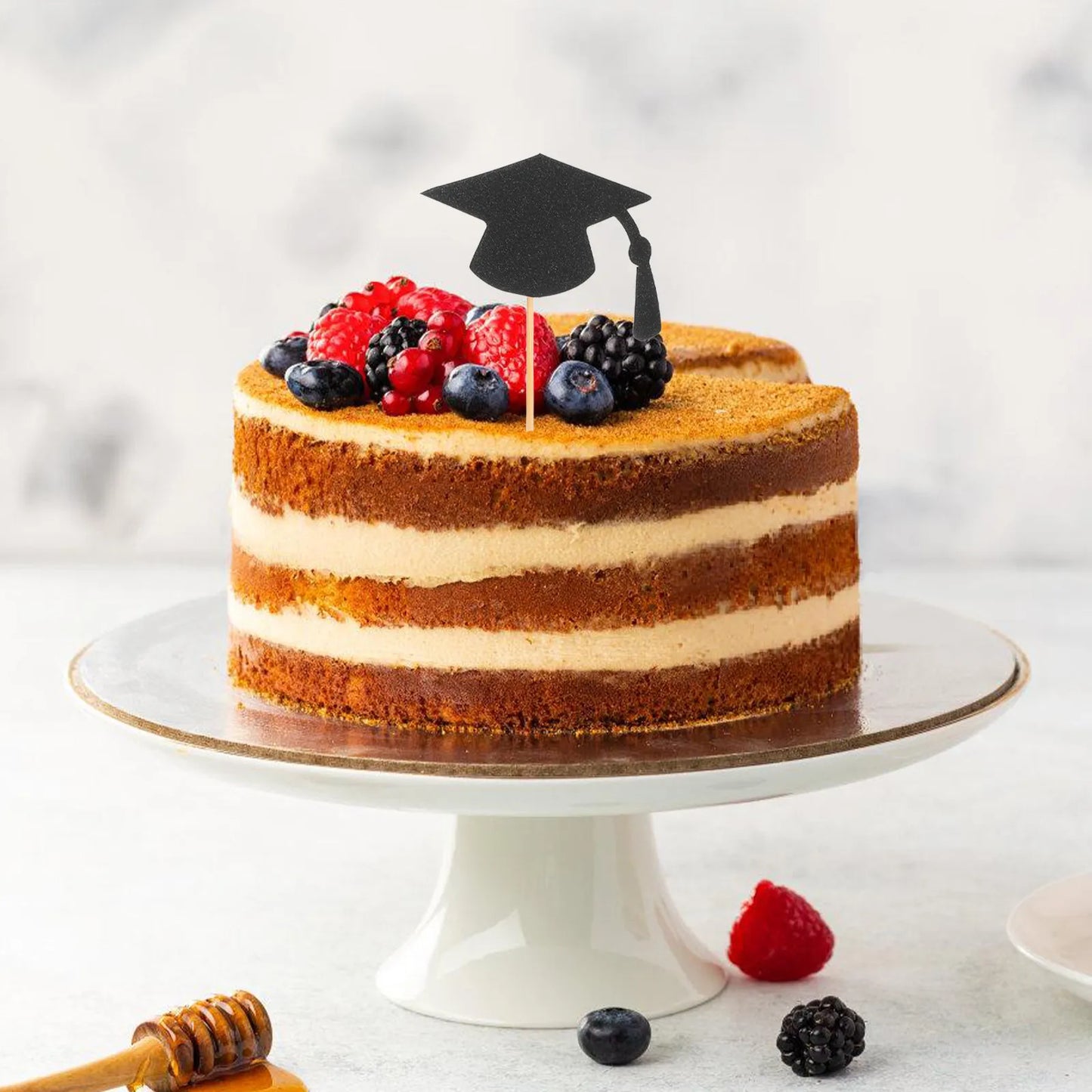 24Pcs Graduation Season Cake Decoration Unique Graduation Cap Cake Toppers for Party Supplies Cupcake Picks Cupcake Toppers Peaceful Pleasures Health and Wellness