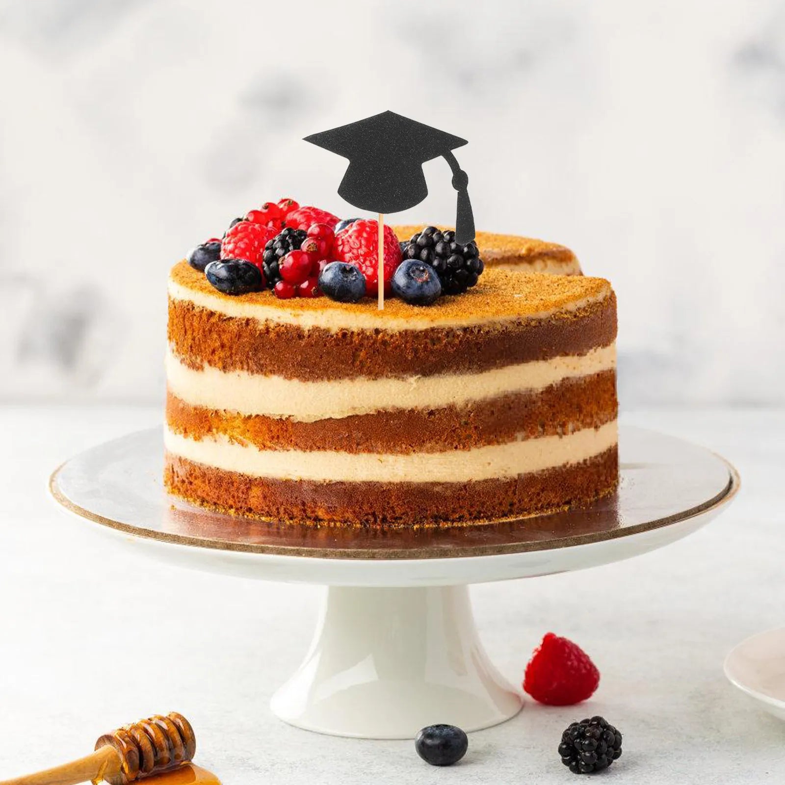 24Pcs Graduation Season Cake Decoration Unique Graduation Cap Cake Toppers for Party Supplies Cupcake Picks Cupcake Toppers Peaceful Pleasures Health and Wellness