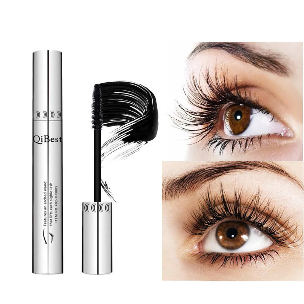QIBEST 4D Mascara Black Curling Lash Eyelash Extension Waterproof Liquid Volume Silky Mascara Long Lasting Eye Cosmetics Peaceful Pleasures Health and Wellness