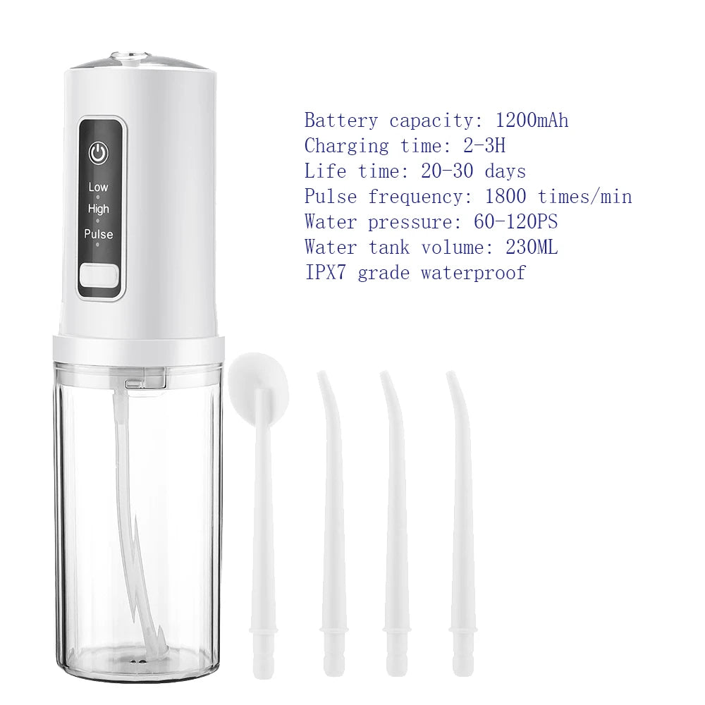 Electric Portable Oral Irrigator Cordless Water Flosser Teeth Pick for Home Travel Teeth Whitening Oral Care 1500rpm Water Jet Peaceful Pleasures Health and Wellness TYPE 2