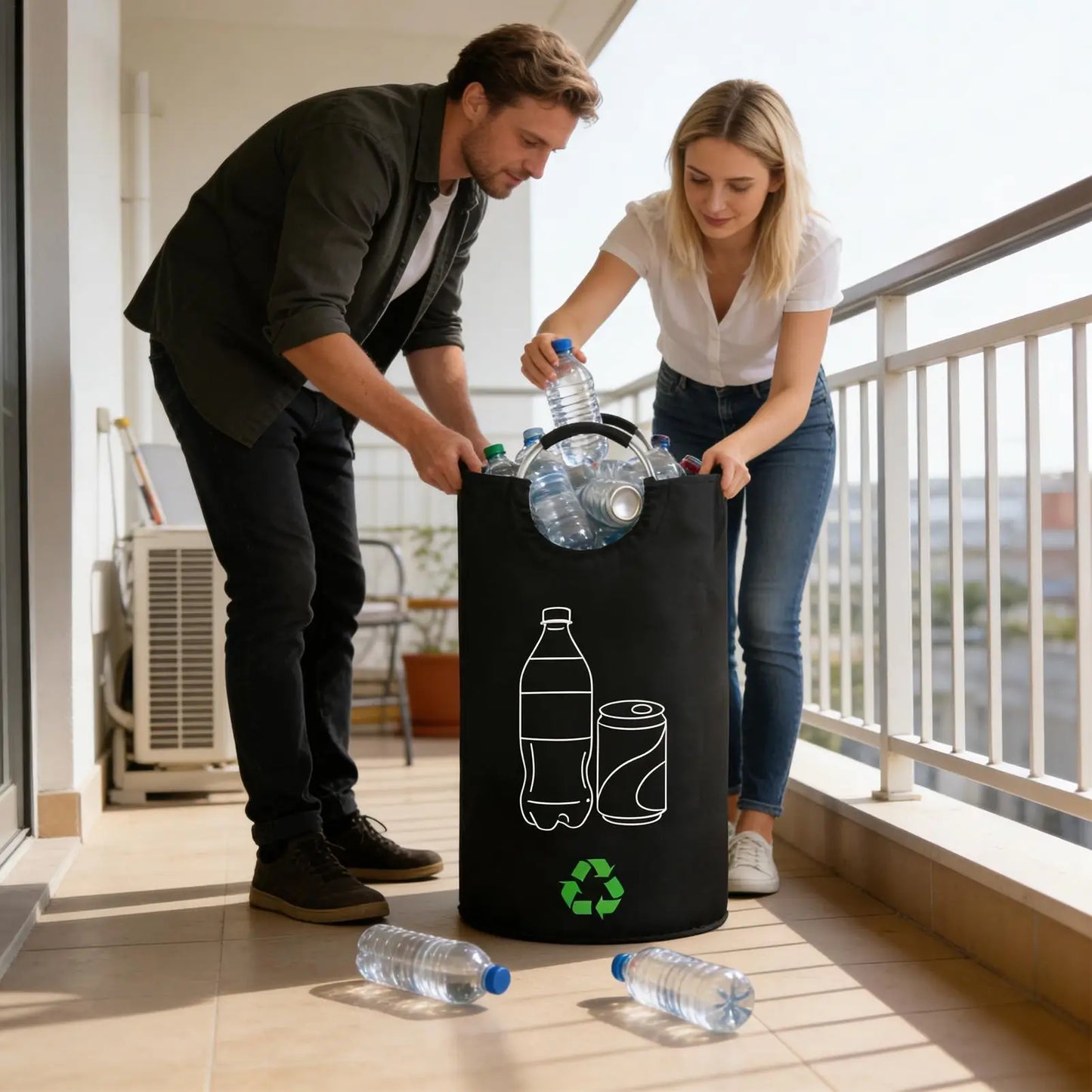 82L Recycling Trash Bags Storage Container Recycling Container with Double Handles for Bedroom Dorm College Home Kitchen Peaceful Pleasures Health and Wellness