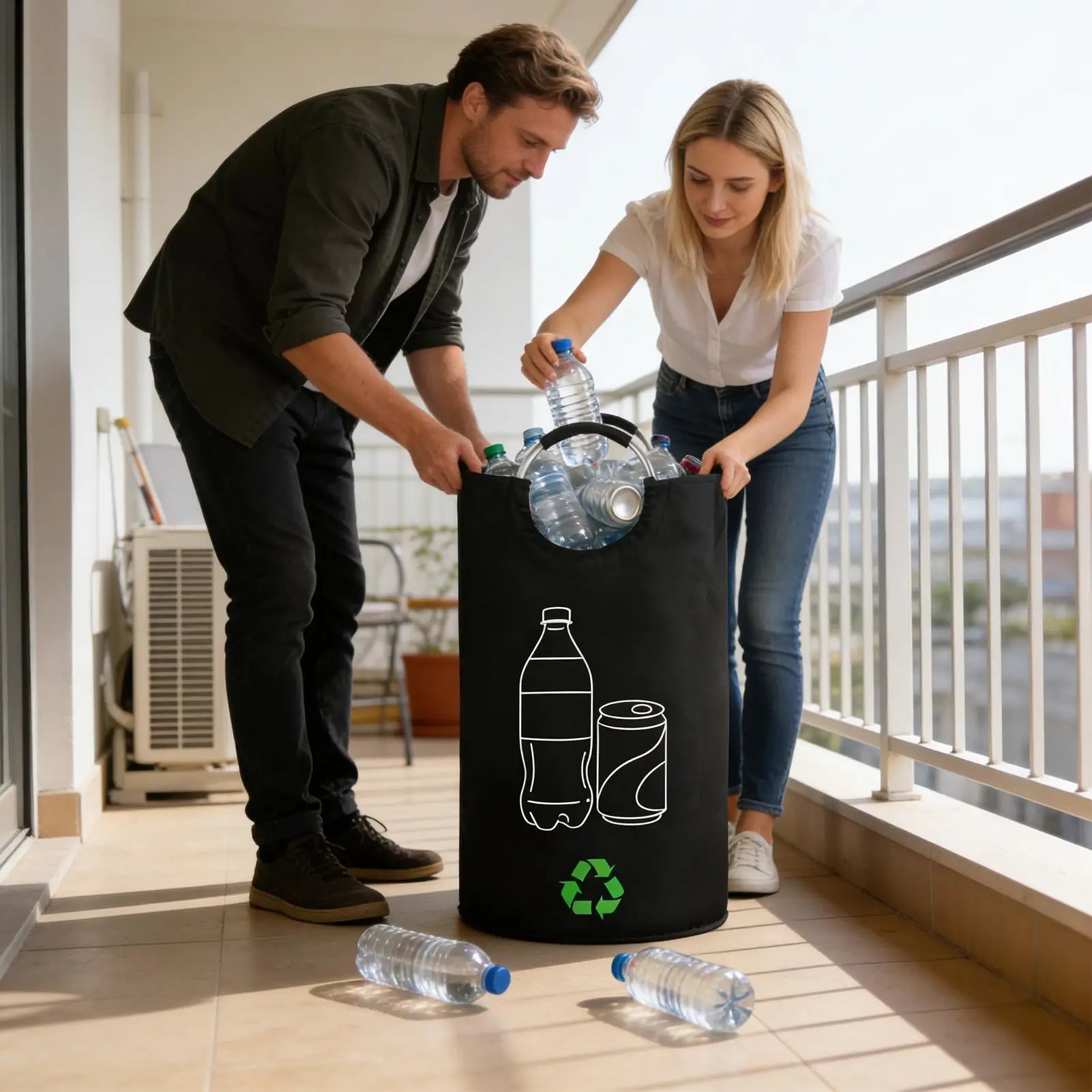 82L Recycling Trash Bags Storage Container Recycling Container with Double Handles for Bedroom Dorm College Home Kitchen Peaceful Pleasures Health and Wellness