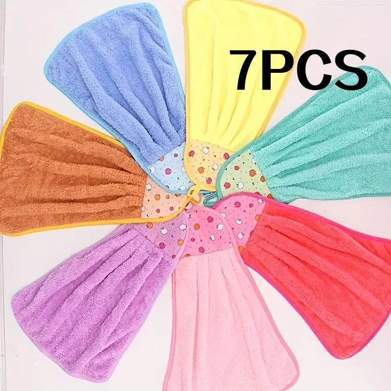 7Pcs Hand Towels Microfiber Towels Hook Towels Kitchen Bathroom Cleaning Absorbent Towels Children's Handkerchiefs Absorbent Peaceful Pleasures Health and Wellness 7Pcs
