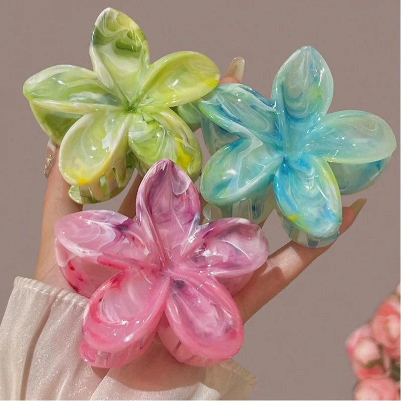 3-Piece Floral Print Hair Claw Clips – Large Lightweight Plastic Claws for Women Peaceful Pleasures Health and Wellness